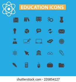 education, learning icons, signs set, vector