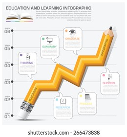 Education And Learning Infographic Pencil Graph Step Vector Design