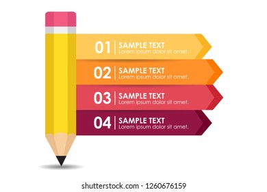 Education and learning infographic with a pencil. Vector illustration