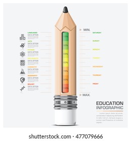Education And Learning Infographic With Scale Pencil Vector Design Template