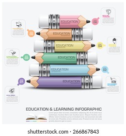 Education And Learning Infographic Subject Of Pencil Step Diagram Vector Design Template