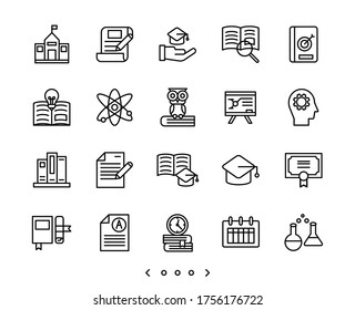 vector conjunto de iconos de línea de educación y aprendizaje