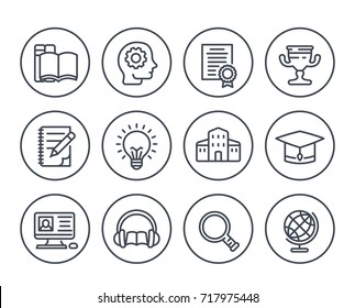 education, learning line icons on white