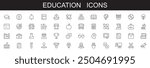 Education and learning line icons set editable stroke . on white background, e learning, education, school, book, study, vector, illustration,