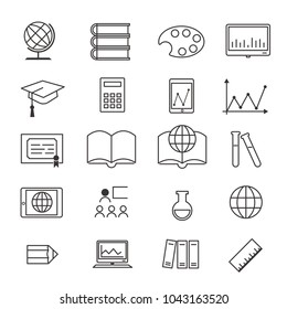 Education and learning line icons set.