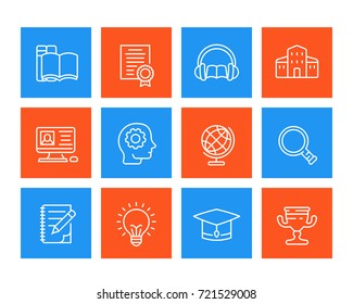 education, learning line icons set