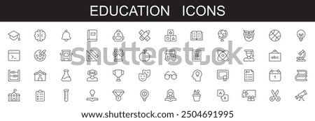 Education and learning line icons set editable stroke . on white background, e learning, education, school, book, study, vector, illustration,