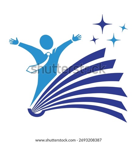 Education Learning Logo Design with Open Book Human Success and Knowledge Inspiration
