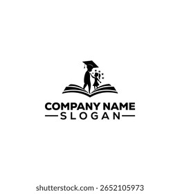 Education and Learning Logo with Graduate and Child on Book