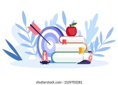 Education and learning online web  page.Flat vector illustration isolated on white background. Can use for web banner, infographics, web page.