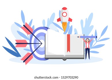 Education and learning online web  page.Flat vector illustration isolated on white background. Can use for web banner, infographics, web page.