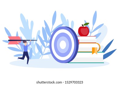 Education and learning online web  page.Flat vector illustration isolated on white background. Can use for web banner, infographics, web page.