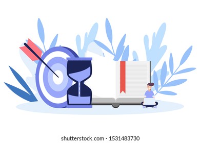 Education and learning online web  page.Flat vector illustration isolated on white background. Can use for web banner, infographics, web page.