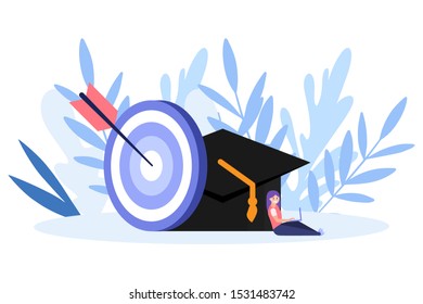Education and learning online web  page.Flat vector illustration isolated on white background. Can use for web banner, infographics, web page.