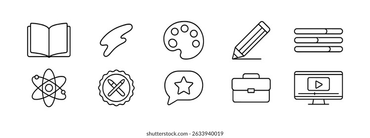Education, learning outline icon set - stylish tools for school, study