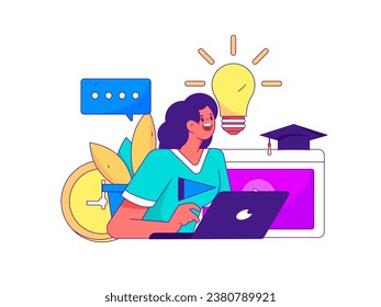 Education learning people flat vector concept hand drawn illustration
