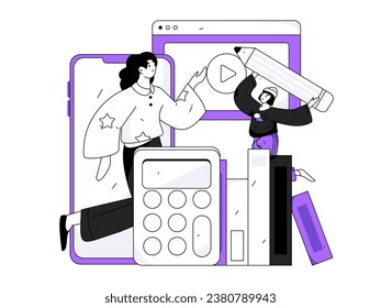 Education learning people flat vector concept hand drawn illustration
