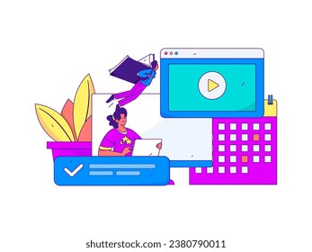 Education learning people flat vector concept hand drawn illustration
