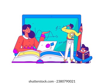 Education learning people flat vector concept hand drawn illustration
