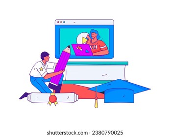 Education learning people flat vector concept hand drawn illustration
