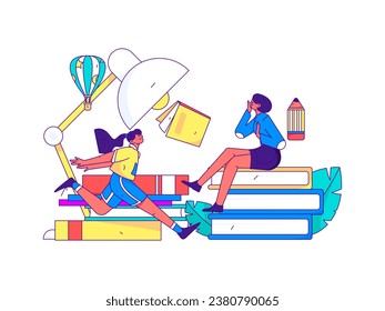 Education learning people flat vector concept hand drawn illustration
