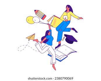 Education learning people flat vector concept hand drawn illustration
