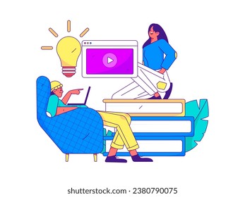 Education learning people flat vector concept hand drawn illustration
