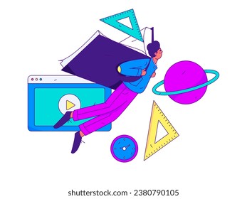 Education learning people flat vector concept hand drawn illustration
