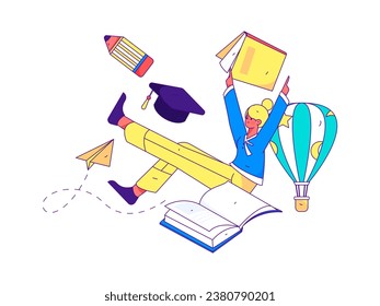 Education learning people flat vector concept hand drawn illustration
