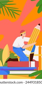 Education and learning people flat vector concept hand drawn illustration
