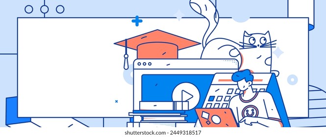 Education and learning people flat vector concept hand drawn illustration
