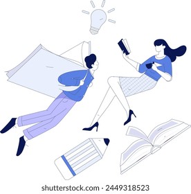 Education and learning people flat vector concept hand drawn illustration
