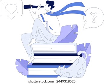 Education and learning people flat vector concept hand drawn illustration
