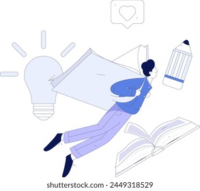 Education and learning people flat vector concept hand drawn illustration
