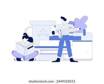 Education and learning people flat vector concept hand drawn illustration
