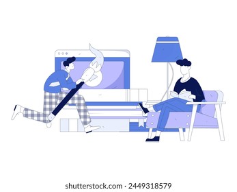 Education and learning people flat vector concept hand drawn illustration
