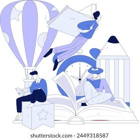 Education and learning people flat vector concept hand drawn illustration
