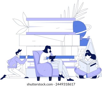 Education and learning people flat vector concept hand drawn illustration
