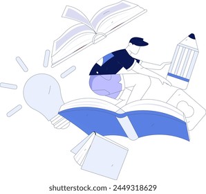Education and learning people flat vector concept hand drawn illustration
