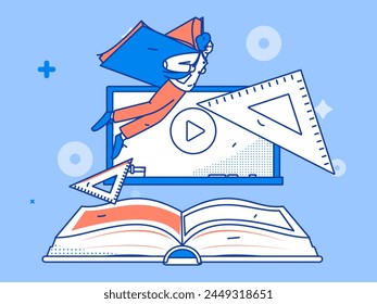 Education and learning people flat vector concept hand drawn illustration

