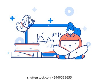 Education and learning people flat vector concept hand drawn illustration
