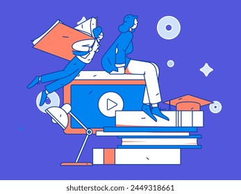 Education and learning people flat vector concept hand drawn illustration
