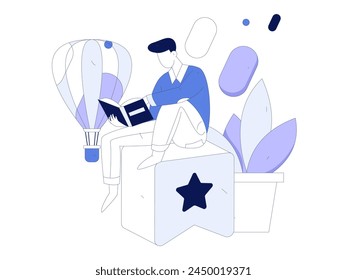 Education and learning people flat vector concept hand drawn illustration

