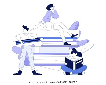 Education and learning people flat vector concept hand drawn illustration
