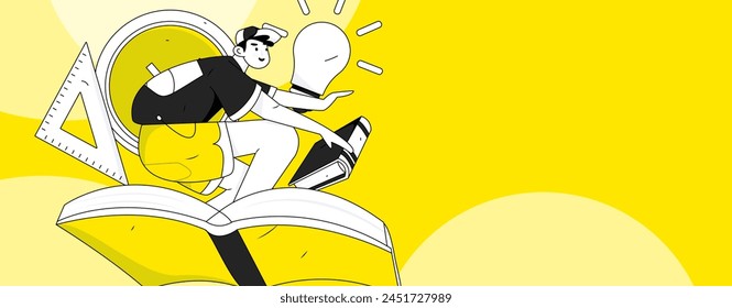 Education and learning people flat vector concept hand drawn illustration
