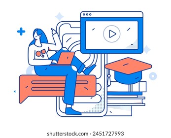 Education and learning people flat vector concept hand drawn illustration
