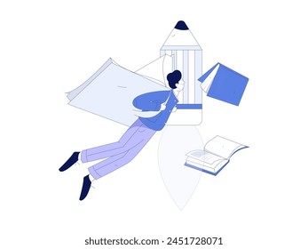 Education and learning people flat vector concept hand drawn illustration
