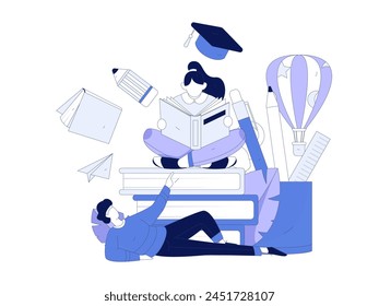 Education and learning people flat vector concept hand drawn illustration
