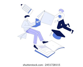 Education and learning people flat vector concept hand drawn illustration
