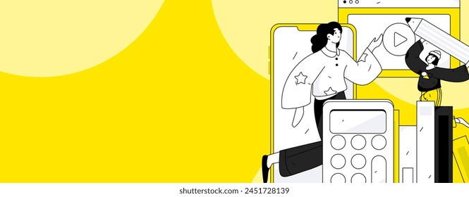 Educación y aprendizaje de las personas concepto de Vector plano dibujado a mano ilustración
